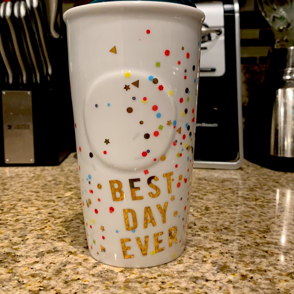 🎉Host Pick🎉 NWOT- Starbucks Confetti " Best Day Ever" Double Wall Traveler